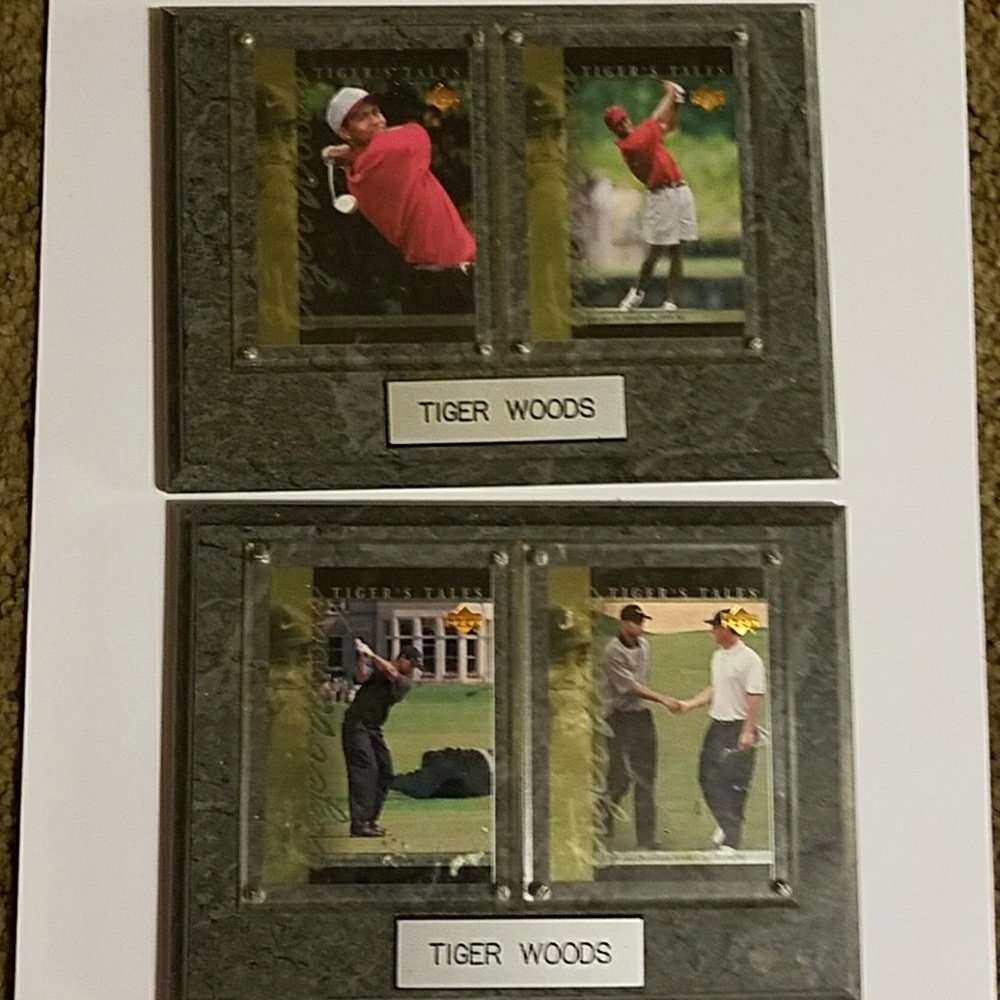 Set of 2 Tiger wood card plaques